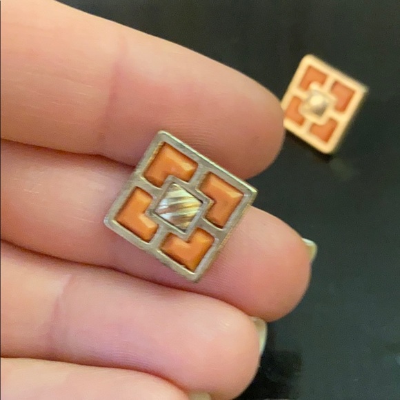 3/$13 geometric orange earring - Picture 2 of 4